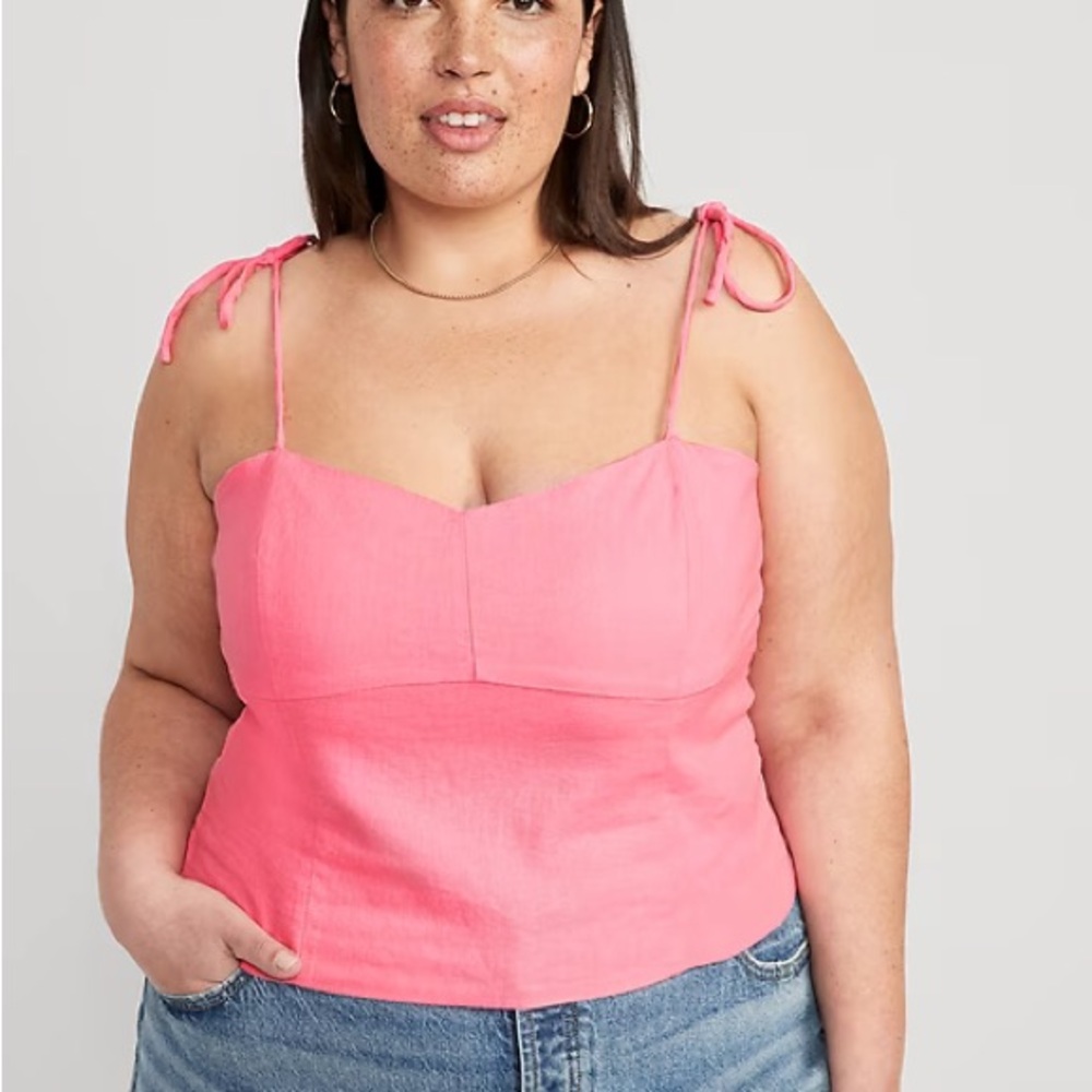 ✳️Pink Linen Blend Bustier Camisole XL TALL